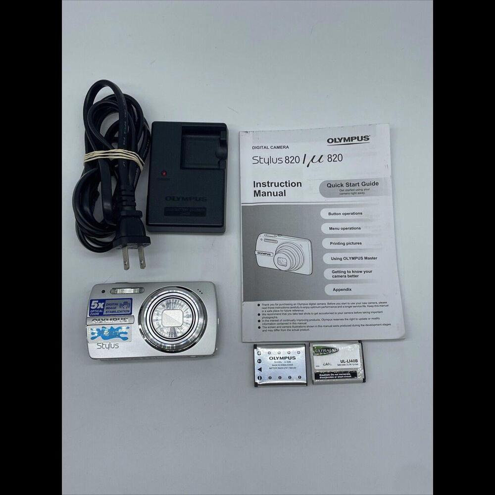 Olympus Stylus 820 8MP Digital Camera Tested W/ 2 Batteries,Charger